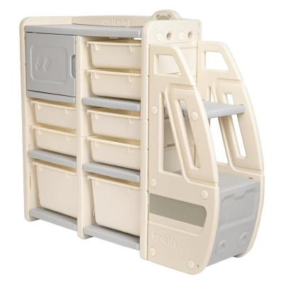 Стеллаж для игрушек с ящиками Pituso Экспресс YYT877-grey Серый-бежевый 01